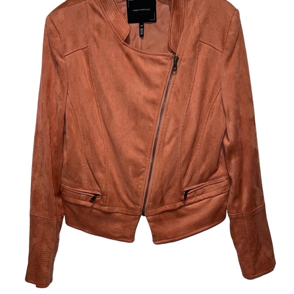 Robert Rodriguez peach faux suede moto jacket size medium - Picture 4 of 14